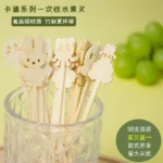 Natural Biodegradable Customisable Pattern Party Mini Bamboo Disposable Bamboo Fruit Stick Factory Wholesale - Image 4